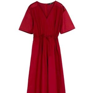 Max Mara Weekend Jersey Belted Midi Giro Dress in Burgundy Perfect Brunch Dress